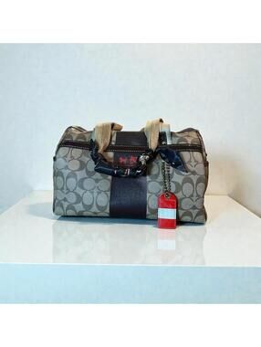 Coach Y2K Signature Stripe Barrel Satchel Canvas Leather